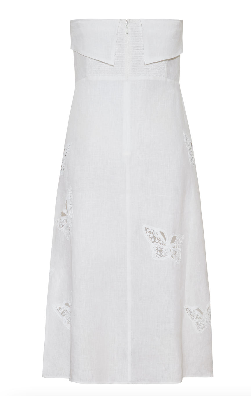 MAIA BERGMAN We do - Feel the butterflies. Elegant Lola is perfect for all your pre-wedding events. Made from sustainable linen, this dress is just right for all your summer occasions, from bachelorette parties and bridal showers to rehearsal dinners. The Lola dress features an unapologetically feminine design that will make you feel like a true goddess.